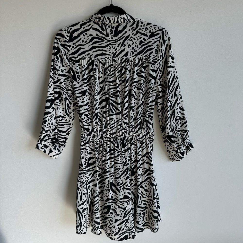 ZARA Zebra Print White Black Mini Dress Size Small - Picture 3 of 7